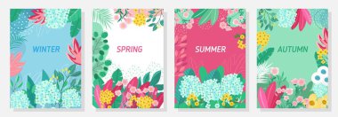 Vektör seti çiçek arkaplanı, doğa arkaplan, afiş, kapak, şablonlar, posterler.