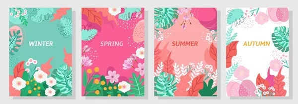 ベクトルセット花の背景 自然背景 バナー カバー テンプレート ポスター — ストックベクタ