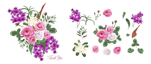 ベクトルデザイン要素の花と葉 デザイン招待カード グリーティングカード ポスター 結婚式のカード — ストックベクタ