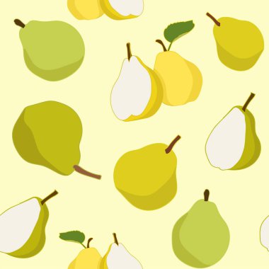 Soluk sarı arka planda armutların pürüzsüz tekrarlayan deseni