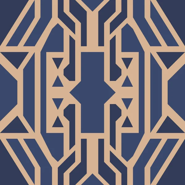 Patrón Azul Beige Estilo Art Deco — Vector de stock