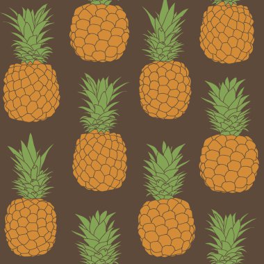 Kahverengi arka planda tekrarlanan ananas deseni