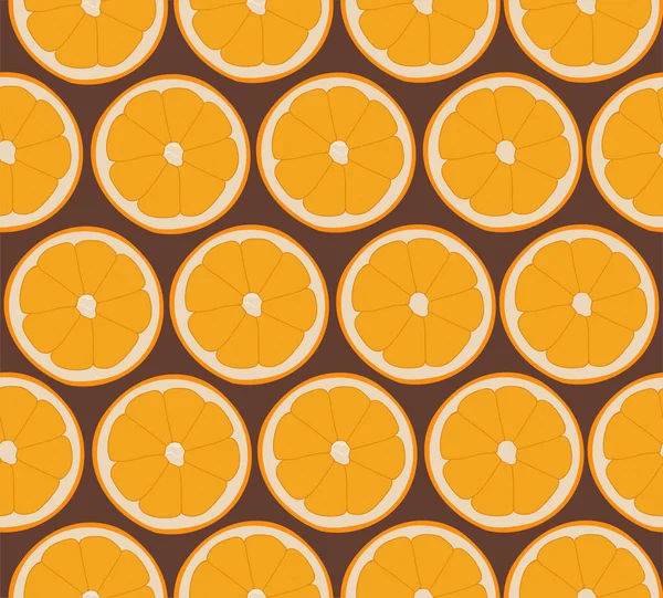 Nahtlos Wiederholtes Muster Von Orangen Auf Braunem Hintergrund — Stockvektor