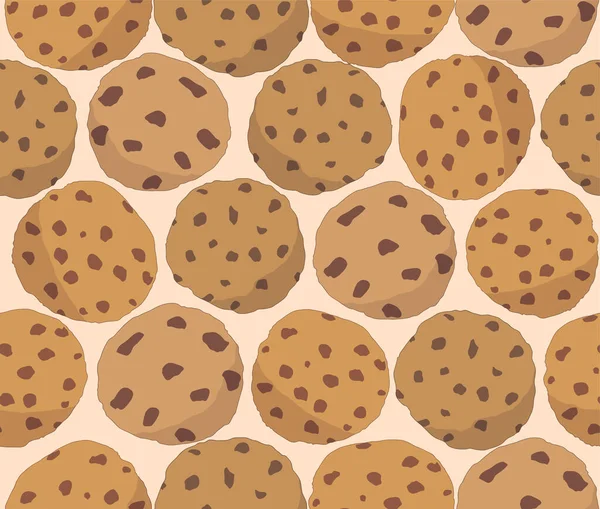 Sömlös Upprepning Mönster Cookies Beige Bakgrund — Stock vektor