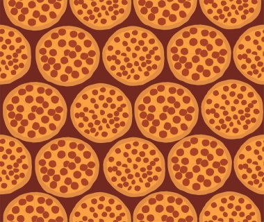 Koyu kırmızı zemin üzerinde kusursuz tekrarlanan pizza deseni