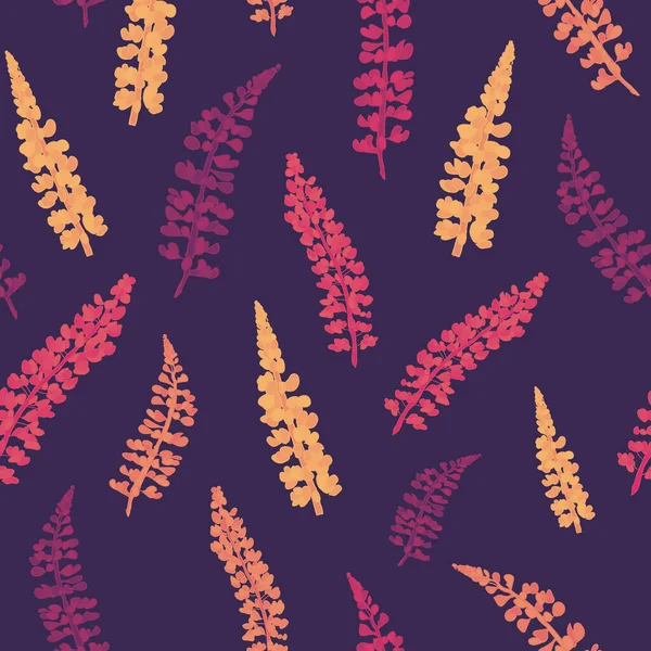 Nahtlos Wiederholtes Muster Von Lavendel Auf Violettem Hintergrund — Stockvektor