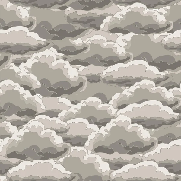 Seamless Repeating Pattern Grey Clouds — Stock Vector