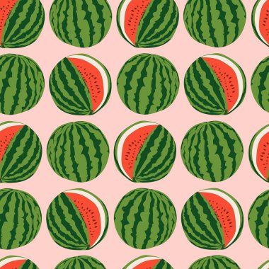 Soluk kırmızı arkaplanda tekrarlanan karpuz deseni