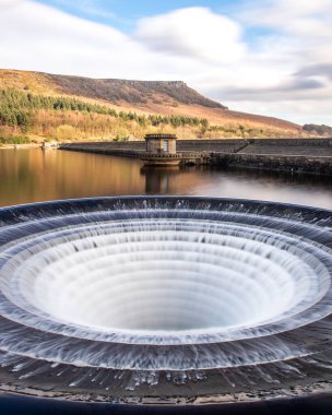 Ladybower Reservoir is a large Y-shaped reservoir, the lowest of three in the Upper Derwent Valley in Derbyshire, England. The River Ashop flows into the reservoir from the west; the River Derwent flows south, initially through Howden Reservoir,  clipart