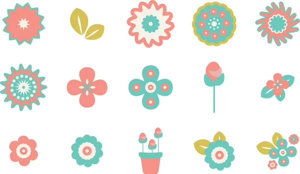 Elementos flores conjunto — Vector de stock