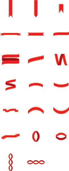 Rubans rouges icônes — Image vectorielle