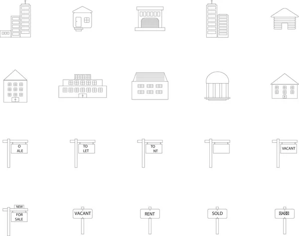 Icônes immobilières — Image vectorielle