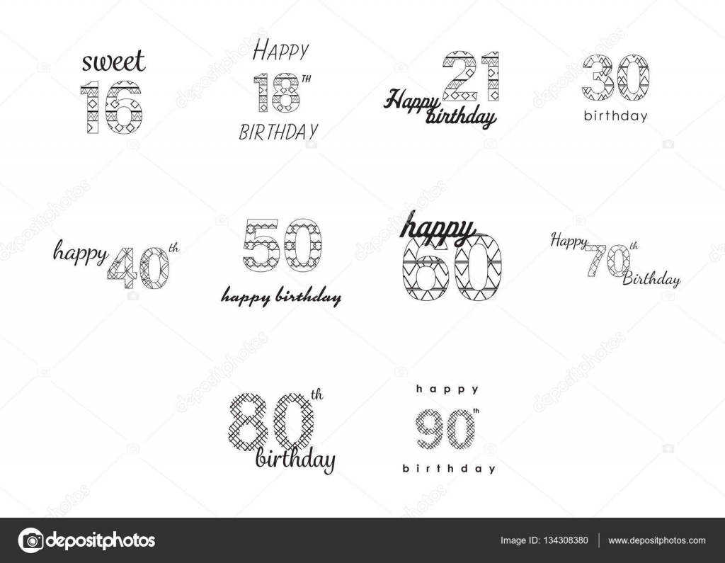 set for birthday wishes with age — Stock Vector © vectorfusionart ...