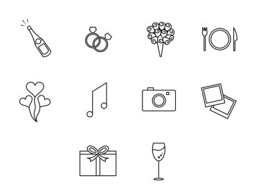 Düğün simgesi seti 