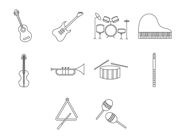 Iconos de instrumentos musicales — Archivo Imágenes Vectoriales