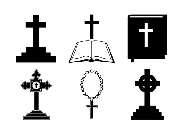 Iconos establecidos para la cruz de la religión — Archivo Imágenes Vectoriales