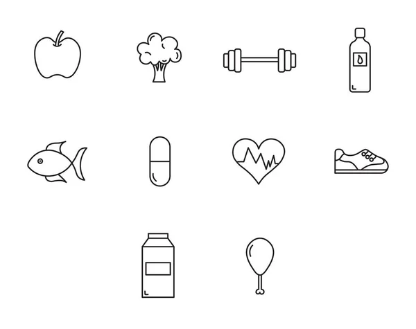 Conjunto de iconos para la salud y la aptitud — Vector de stock