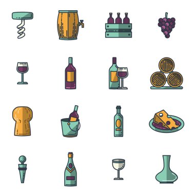  şarap Icons set