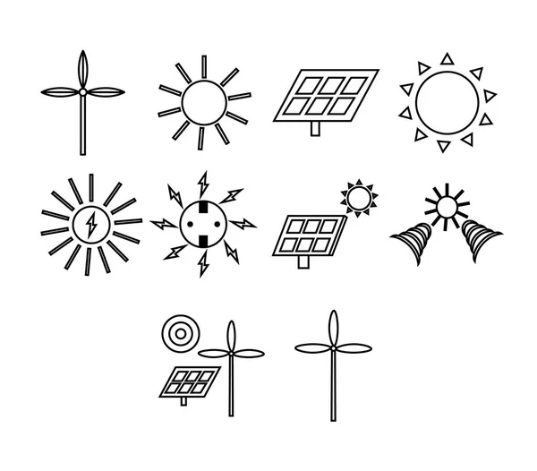 Set per la generazione di energia solare — Vettoriale Stock