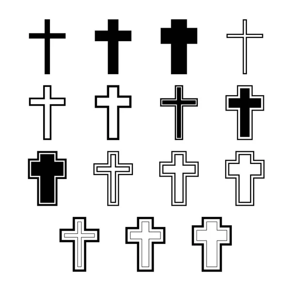 Icons set for religion cross — Stock Vector