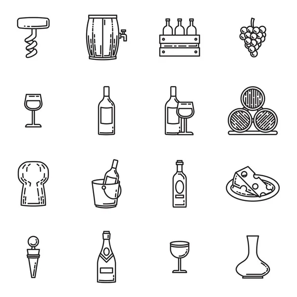 Icons set of wine — Stock Vector