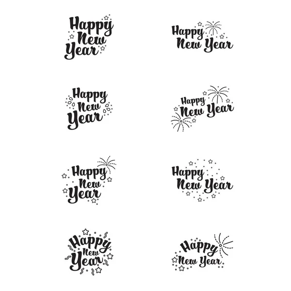 Iconos conjunto de feliz año nuevo — Vector de stock