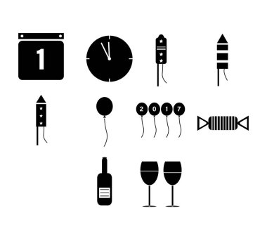 Vektör Icon set new year's Eve