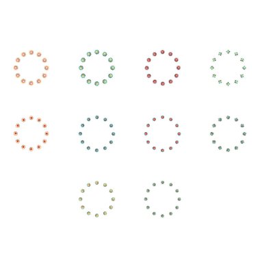 bir daire oluşturan çeşitli renkli şekil