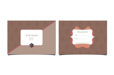 Düğün davetiye kartı ön ve arka tarafına