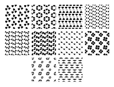 çeşitli kalp şekli desenler