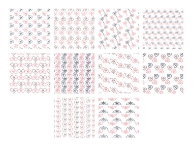 Vektör çeşitli kalp şekli desenler için ayarla