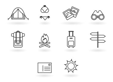 Vektör çeşitli gezi ve Turizm ile Icons set