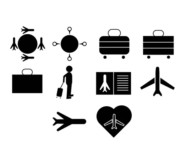 Conjunto de iconos vectoriales del aeropuerto — Vector de stock