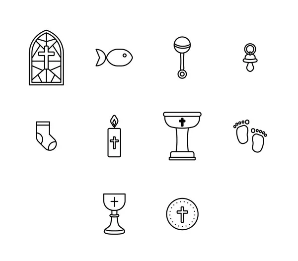 Set di icone vettoriali di segno e simbolo religioso — Vettoriale Stock