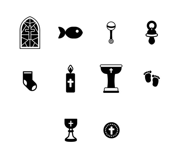 Conjunto de iconos vectoriales de signo religioso y símbolo — Archivo Imágenes Vectoriales