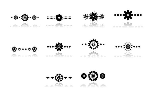 Icônes vectorielles de divers motifs floraux — Image vectorielle