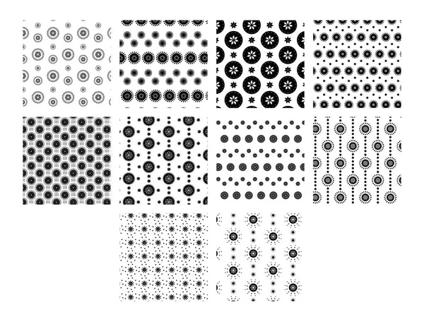 Vektorsymbole mit verschiedenen floralen Mustern — Stockvektor