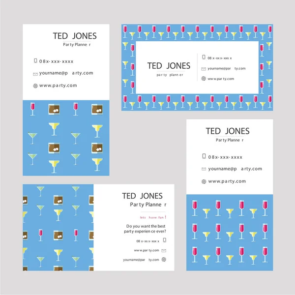 Vektor-Vorlagen von ted jones - Visitenkarten für Party-Planer — Stockvektor