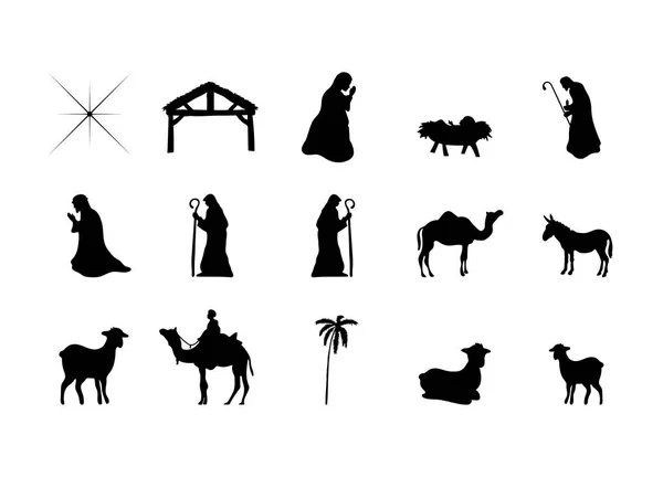Símbolos que representan el nacimiento de Jesucristo — Archivo Imágenes Vectoriales