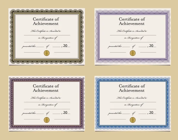 Набір з чотирьох шаблонів сертифікатів — стоковий вектор