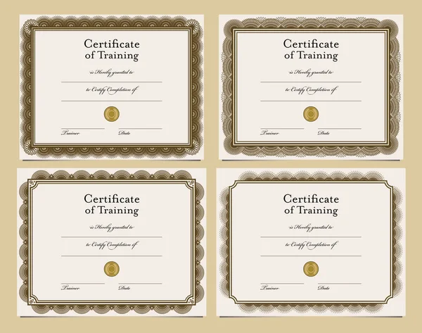 Набір з чотирьох шаблонів сертифікатів — стоковий вектор