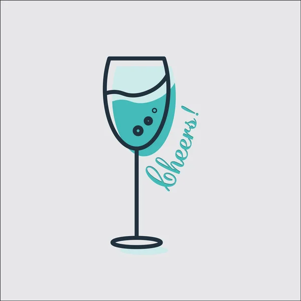 Vector image of wine glass with text cheers — Stock Vector