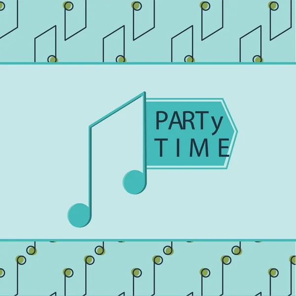 Vektorový obrázek hudební poznámku s textem party čas — Stockový vektor