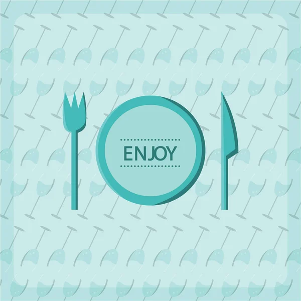 Vector image of cutlery with text enjoy — Stock Vector
