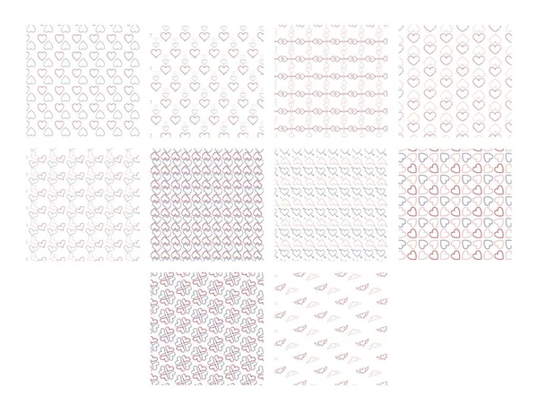 다양 한 하트 모양 패턴 — 스톡 벡터
