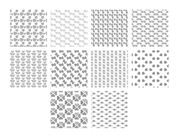 Ensemble vectoriel pour différents motifs de forme de coeur — Image vectorielle