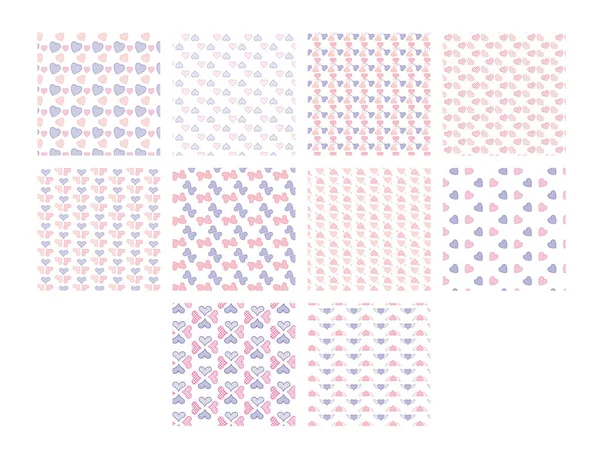 다양 한 하트 모양 패턴 설정 벡터 — 스톡 벡터
