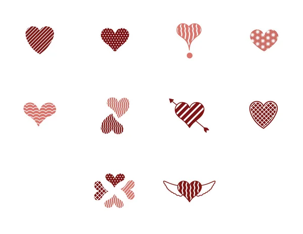 Conjunto de iconos vectoriales con varias formas de corazón — Vector de stock