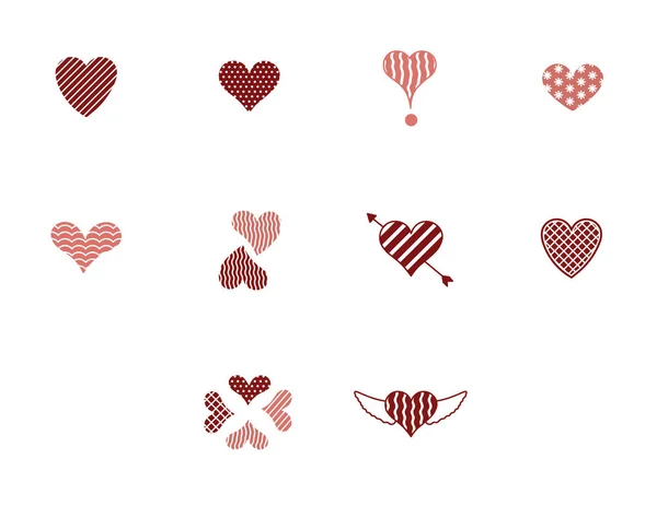 Conjunto de iconos vectoriales con varias formas de corazón — Archivo Imágenes Vectoriales