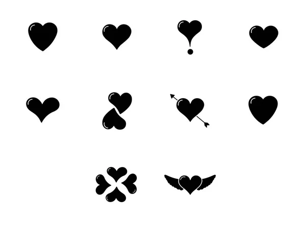 Σύνολο από εικονίδια διάνυσμα με διάφορα σχήμα καρδιάς — Διανυσματικό Αρχείο